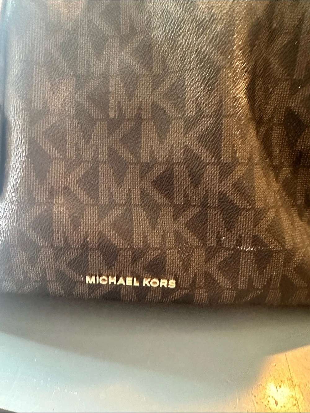 Michael Kors Brown MK Signature Dome Satchel with Tan Handles